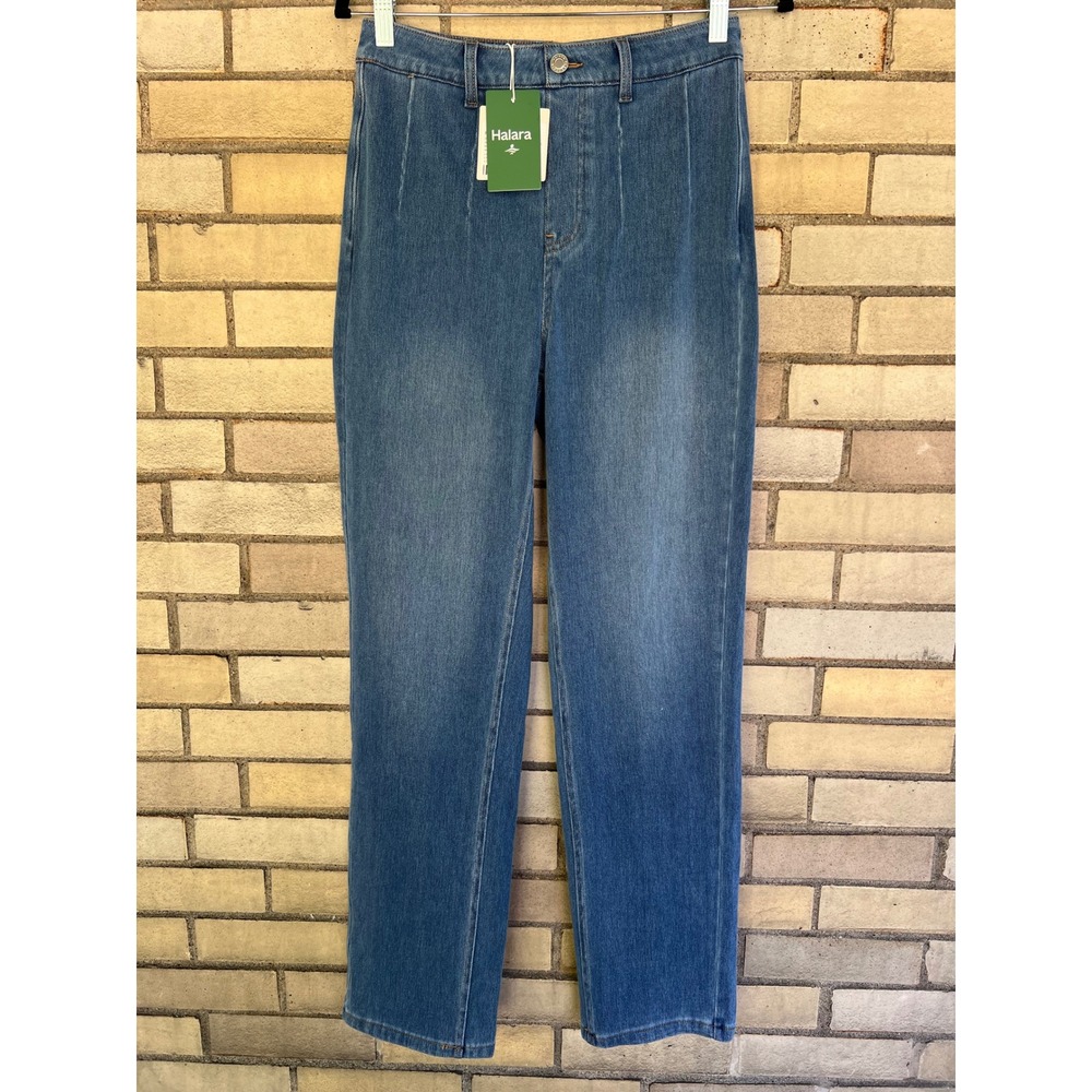 Halara Flex Denim High Waisted Straight Leg Blue Jeans Soft Size Medium NWT